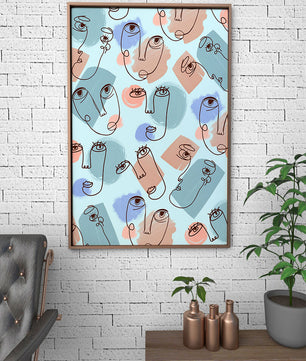 Abstract Face Line Art with Pastel Colors - Mi tienda