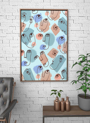 Abstract Face Line Art with Pastel Colors - Mi tienda