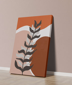 Abstract Botanical Print with Earth Tones and Modern Leaf Design