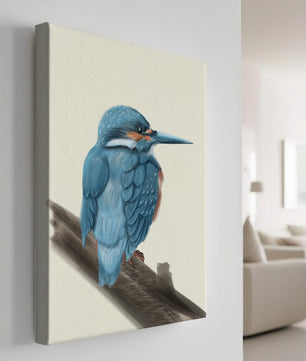 Illustration of a vibrant blue bird on a branch