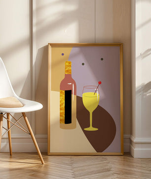 Minimalist Still Life with Wine Bottle and Glass in Soft Tones - Mi tienda