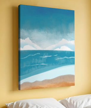 Calming Ocean Shoreline with Blue Sky and Gentle Waves