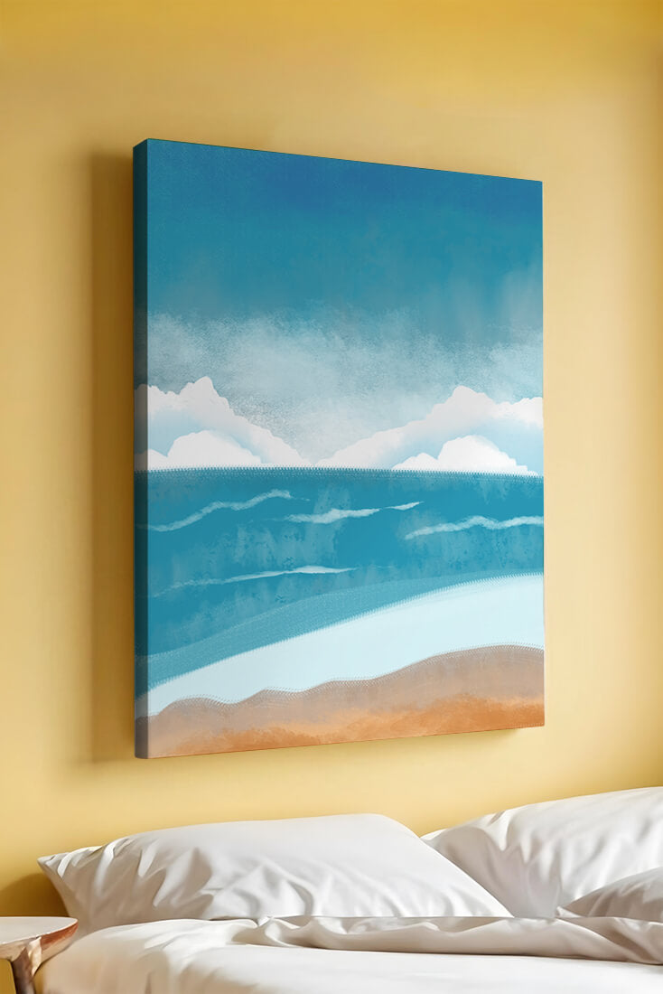 Calming Ocean Shoreline with Blue Sky and Gentle Waves