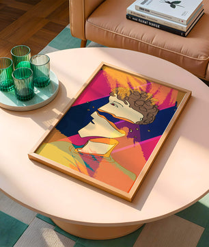 Colorful Abstract Portrait with Geometric and Golden Elements - Mi tienda