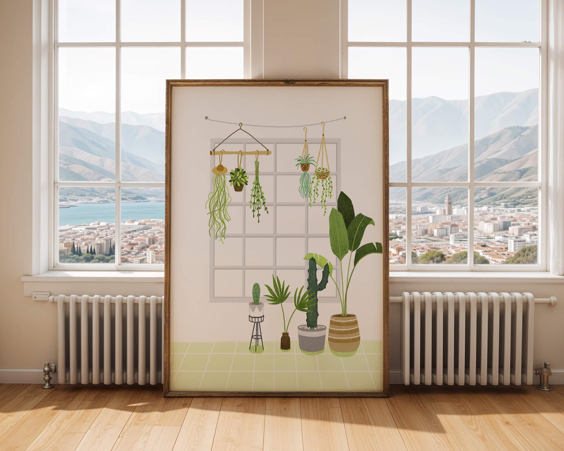 Decoración de interior con plantas colgantes y en macetas