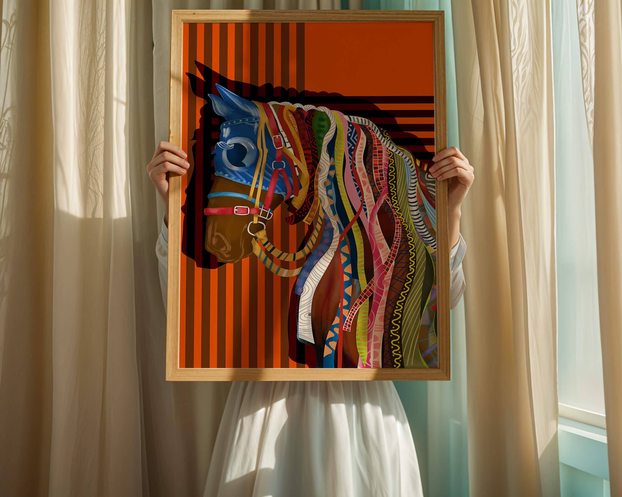 Colorful abstract horse art with intricate patterns