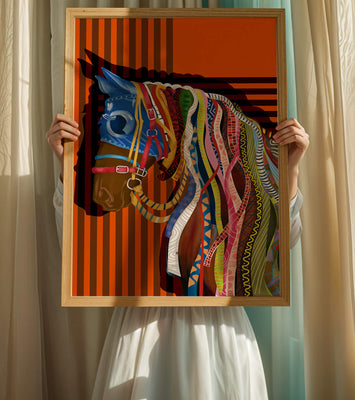 Colorful abstract horse art with intricate patterns