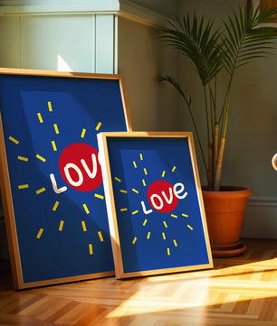 Diseño abstracto con temática de amor colorido con elementos audaces