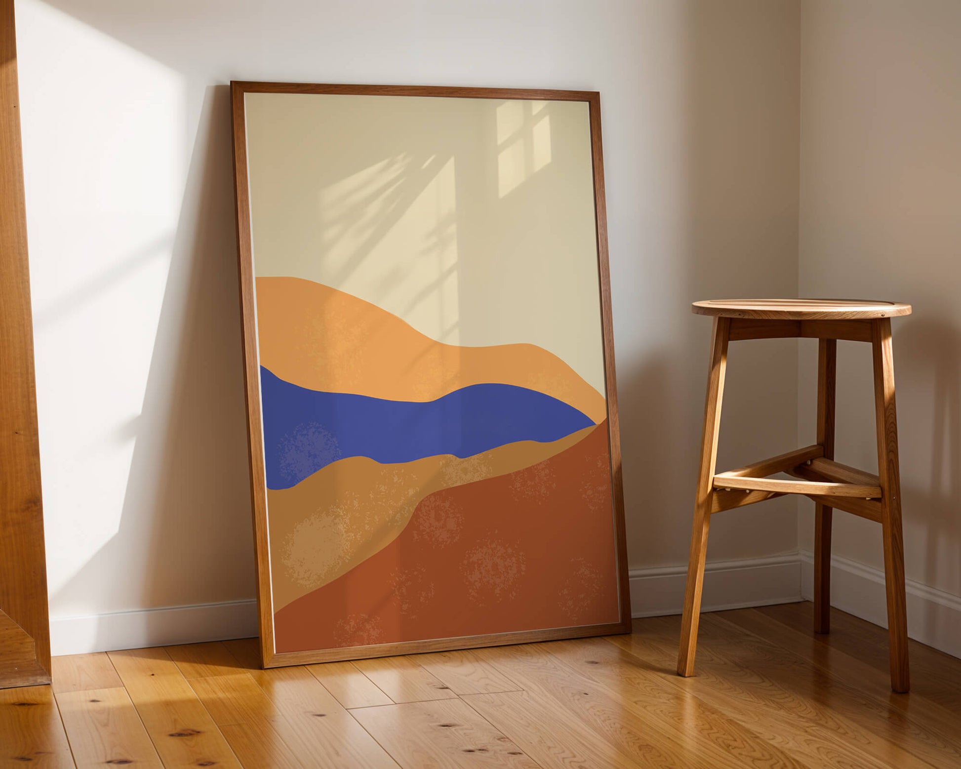 Paisaje abstracto con olas coloridas y bordes audaces