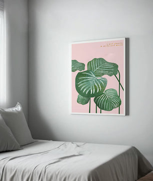 Abstract Botanical Green Leaves On Pink Background - Mi tienda