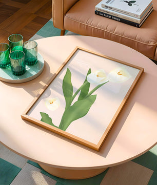 Elegant white tulips illustration on pastel background
