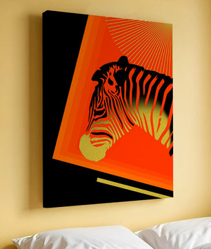 Abstract Zebra with Vibrant Colors and Golden Elements