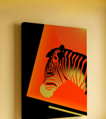 Abstract Zebra with Vibrant Colors and Golden Elements