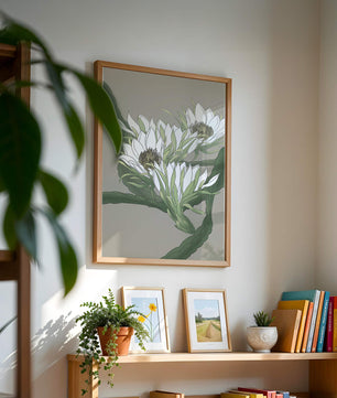 Beautiful botanical illustration of white blooming flowers with green leaves