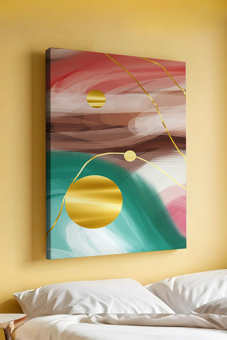 Abstract Expressionism with Gold Accents and Earthy Tones