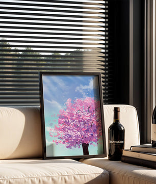 Árbol de cerezo en un entorno celestial sereno