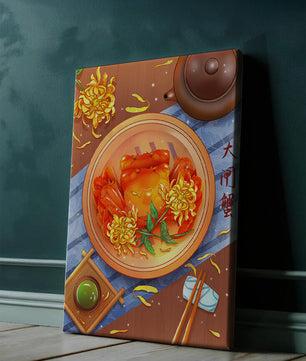 Crab Dish with Chrysanthemum Flowers and Tea Setting - Mi tienda
