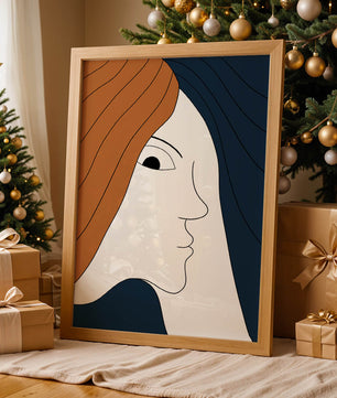 Abstract Portrait with Stylized Hair and Minimalist Design - Mi tienda