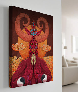 Mythical creature artwork with intricate patterns and symbolism