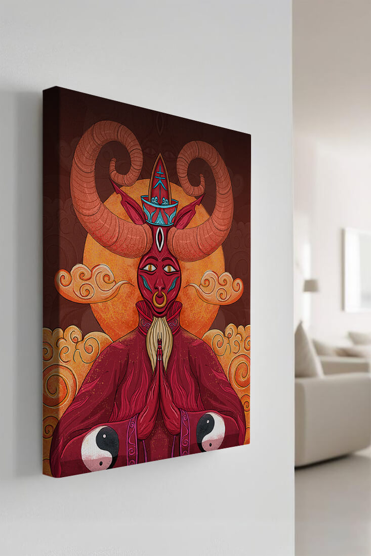 Mythical creature artwork with intricate patterns and symbolism
