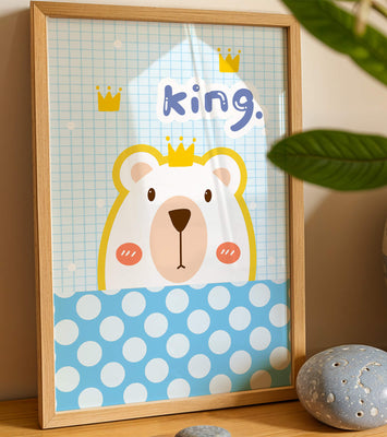 Adorable bear illustration with crown and playful text