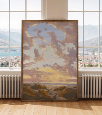 Serene landscape with morning sky and open fields
