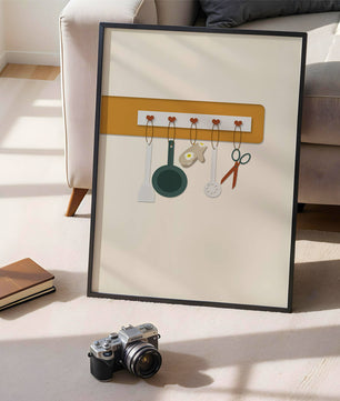 Kitchen Utensils Hanging on a Wall with Heart Hooks - Mi tienda