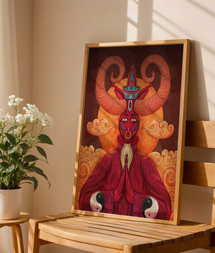 Mythical creature artwork with intricate patterns and symbolism
