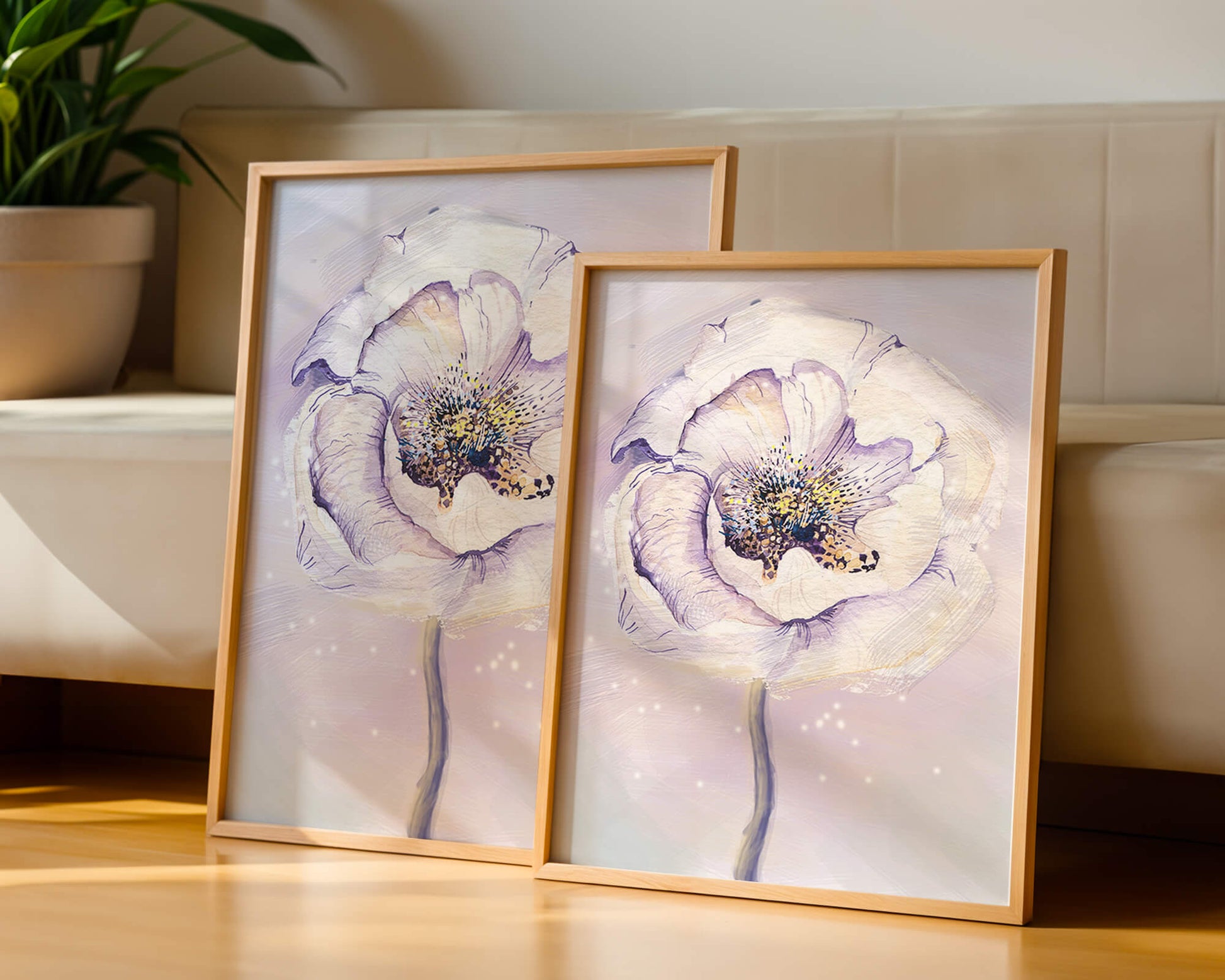 Elegant watercolor flower illustration with delicate pastel tones