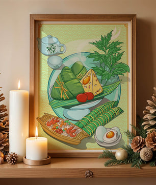 Illustration d'aliments asiatiques traditionnels avec service à thé et herbes