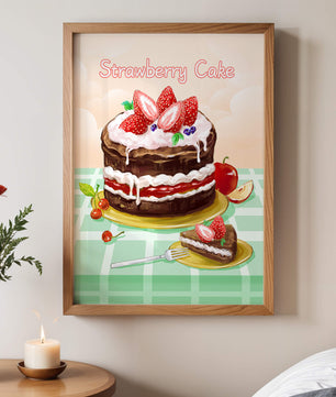 Delicioso pastel de chocolate y fresa con crema y frutas