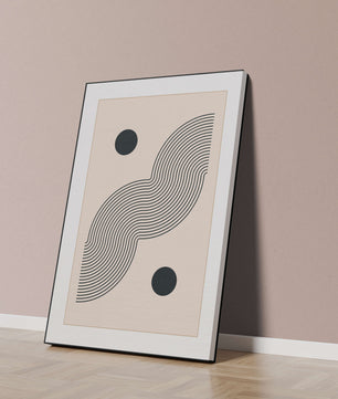 Abstract Minimalist Art with Black Wavy Lines and Circles - Mi tienda