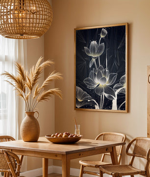 Elegant Abstract Lotus Flowers with Geometric Patterns