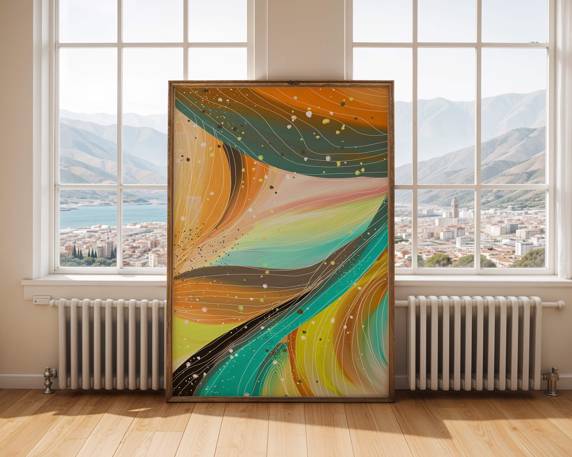 Abstract swirl of vibrant colors with dynamic lines