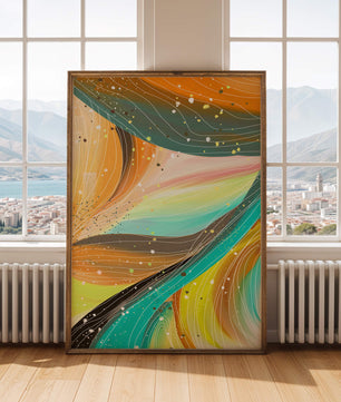 Abstract swirl of vibrant colors with dynamic lines