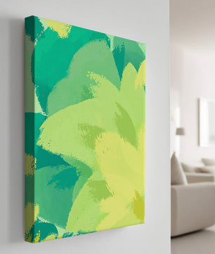 Pintura abstracta de pinceladas verdes y amarillas