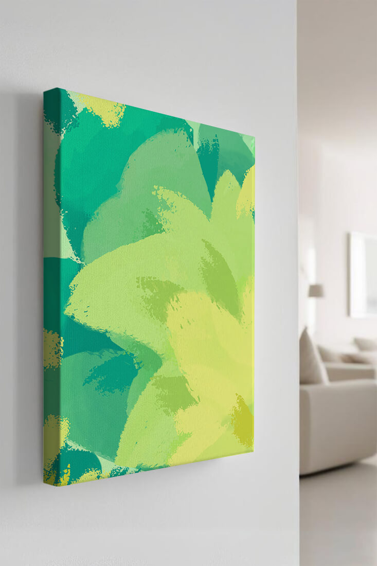 Abstract green and yellow brushstroke painting