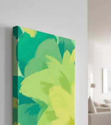 Abstract green and yellow brushstroke painting