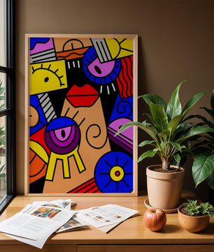 Abstract Geometric Pop Art with Bright Colors and Shapes - Mi tienda