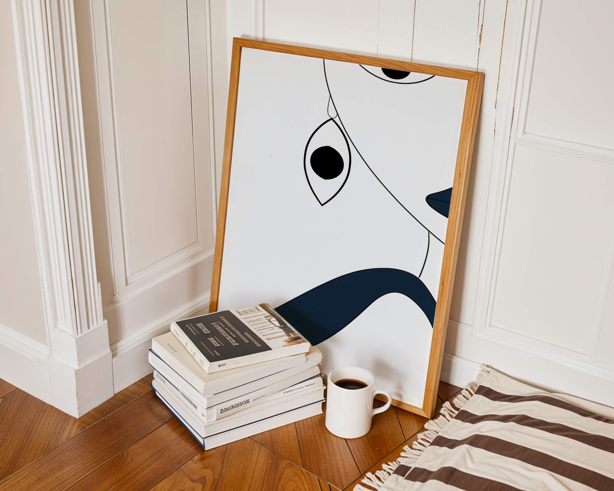 Abstract Minimalist Art with Geometric Shapes and Earring Detail - Mi tienda