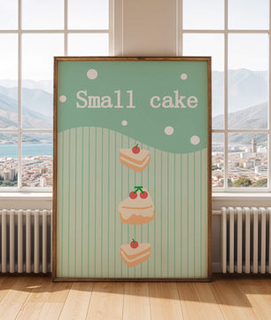 Charming illustration of small cakes with cherries