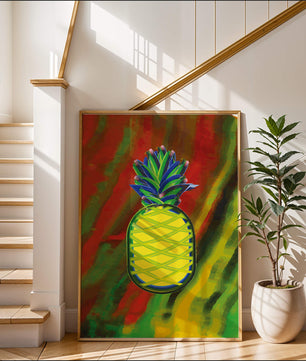 Piña abstracta colorida con fondo vibrante
