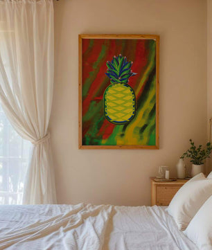 Piña abstracta colorida con fondo vibrante