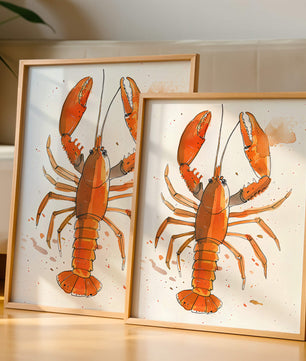Illustrated Lobster Artwork With Splash of Colors - Mi tienda