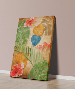 Vibrant tropical leaves and flowers watercolor design