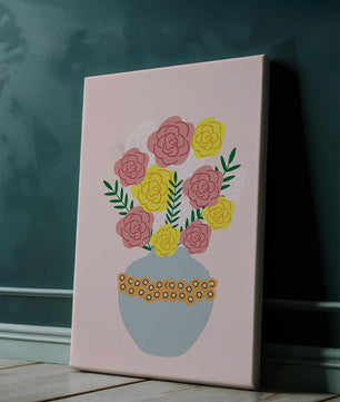 Colorful flower bouquet in a decorative vase illustration