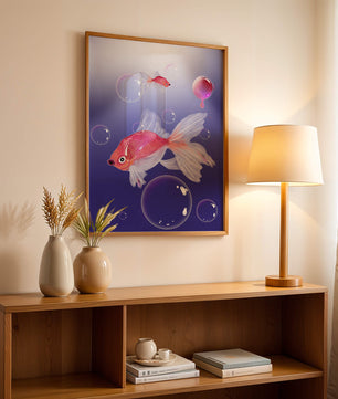 Illustration of playful cat with book and floral vase