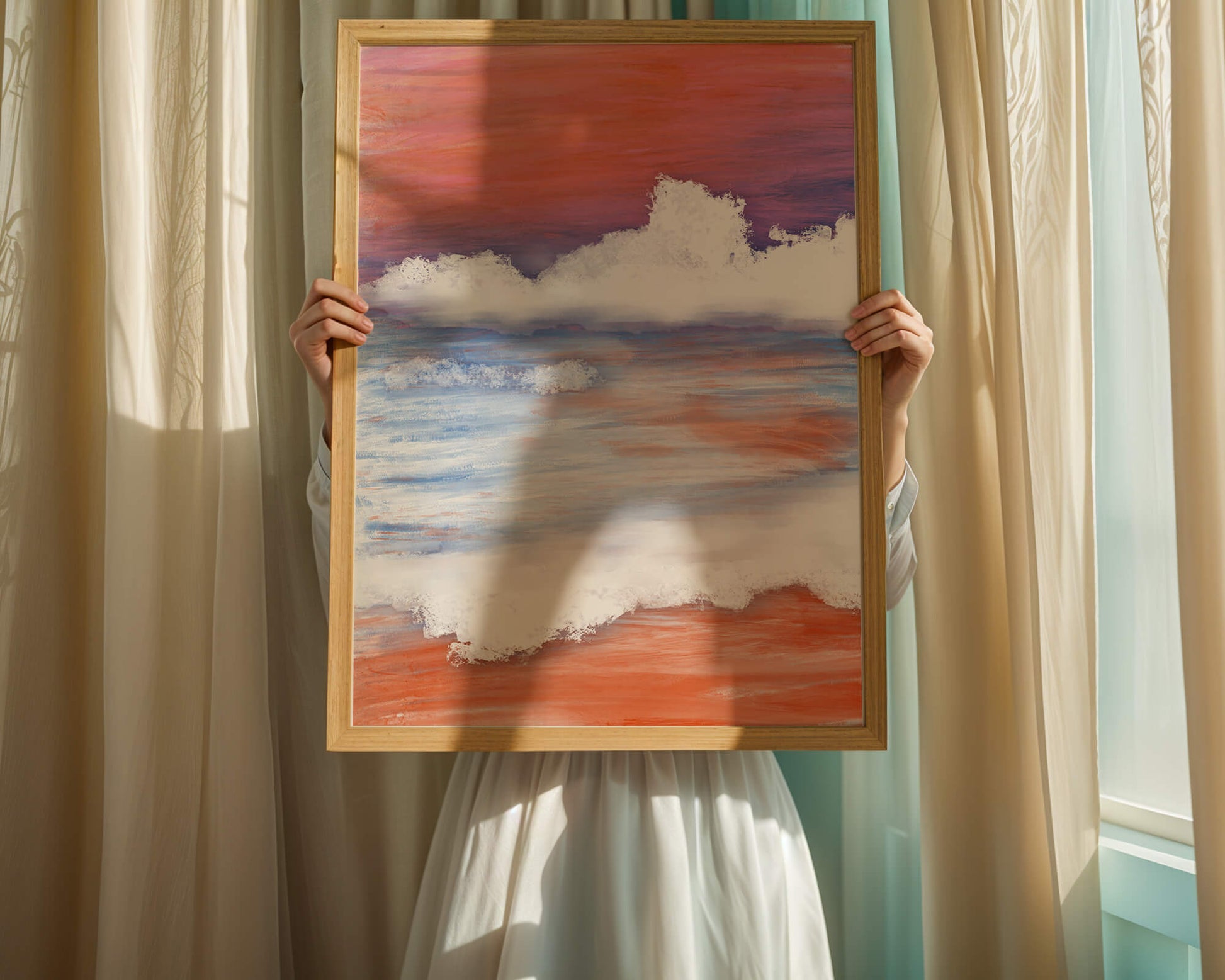 Calming Ocean Waves with Serene Sunset Sky