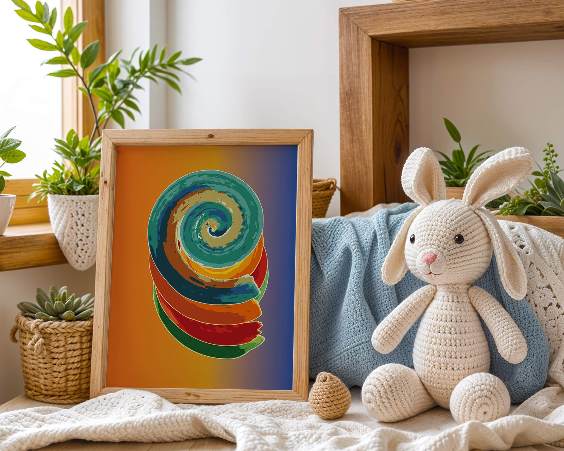 Bunte Spirale abstrakte Kunst mit lebendigem Farbverlauf Hintergrund
