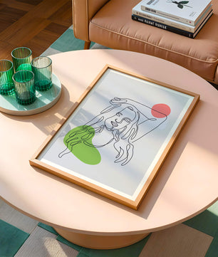 Line Art Portrait with Abstract Shapes in Minimalist Style - Mi tienda